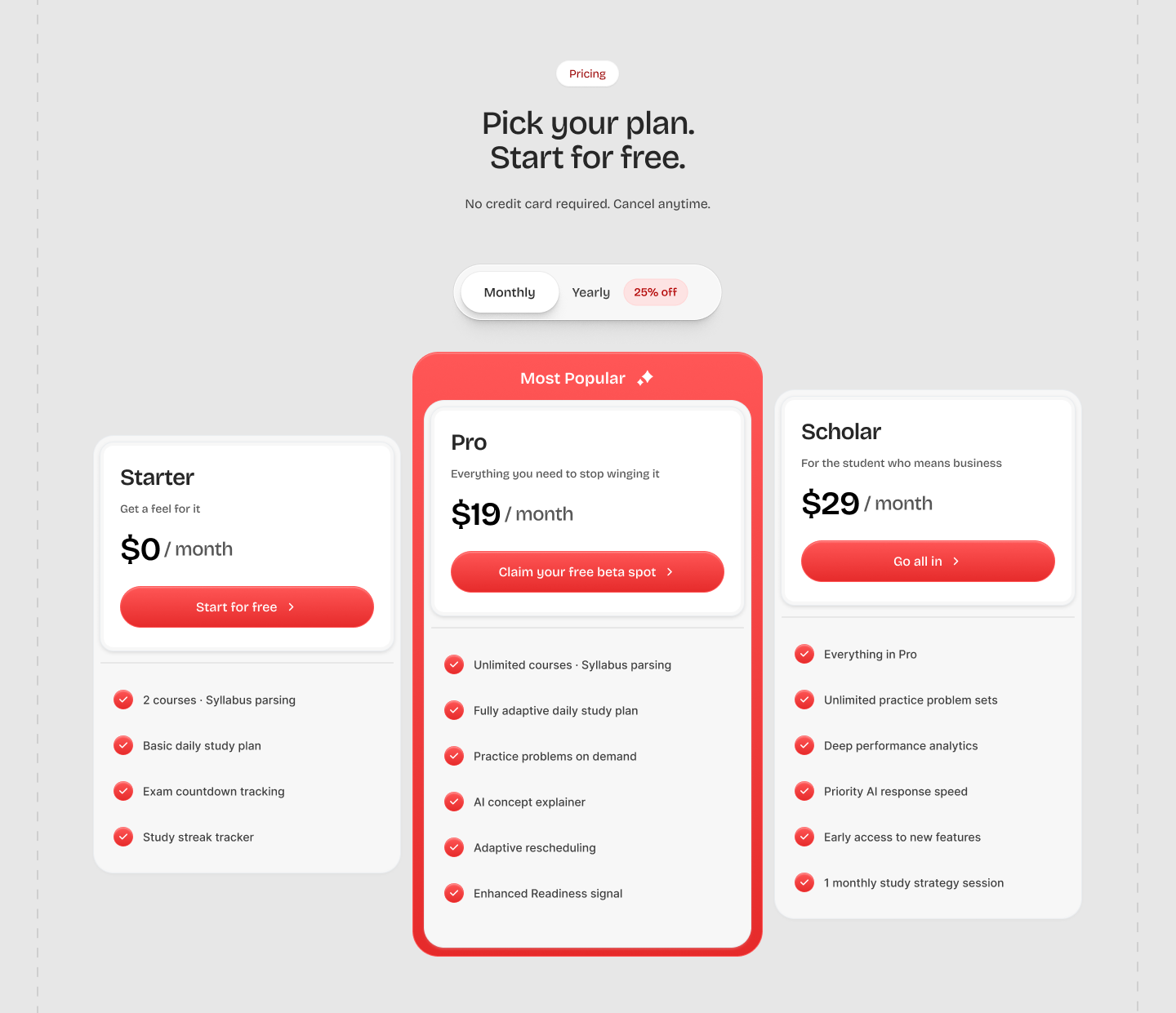 Meridian pricing section