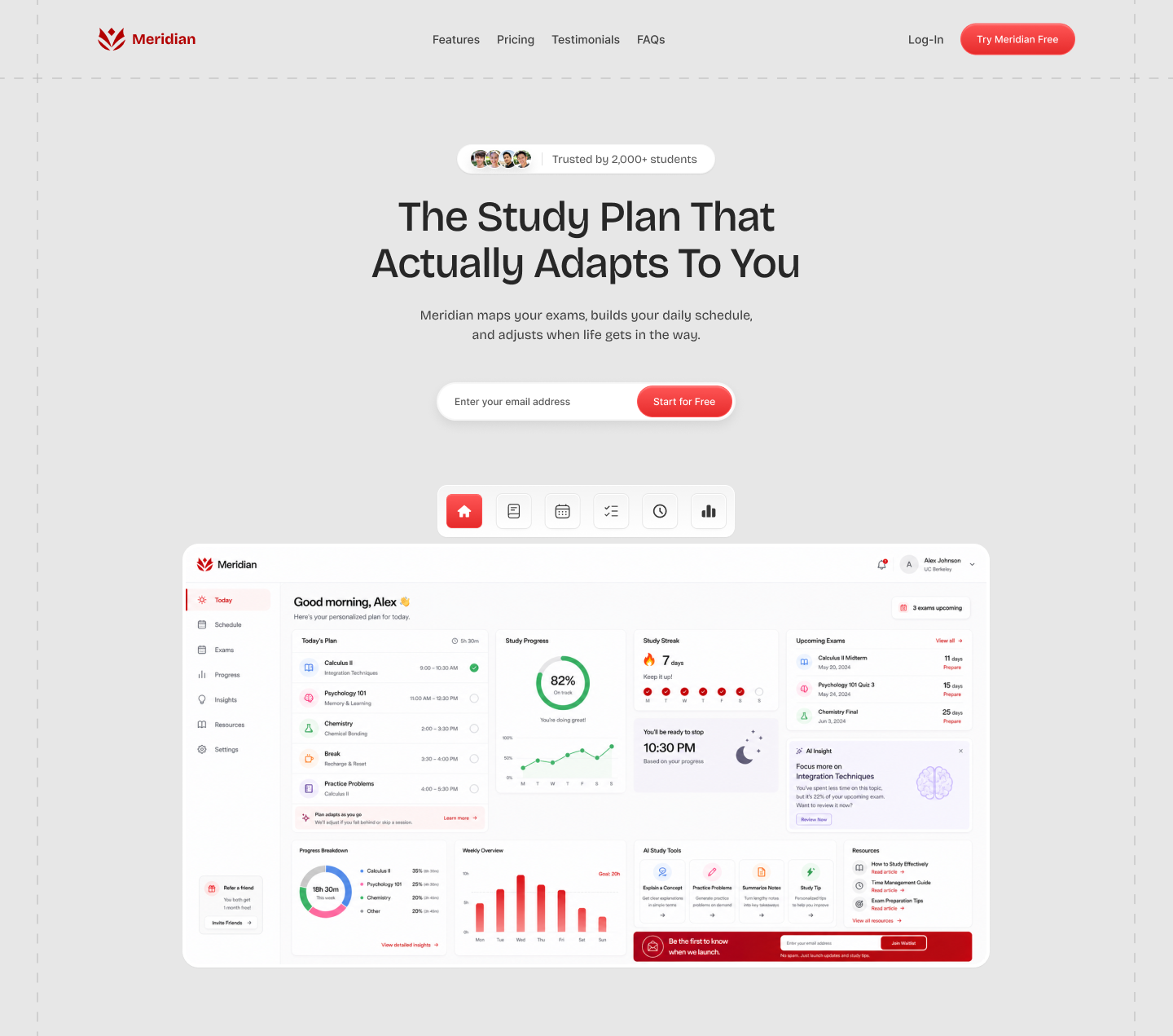 Meridian landing page