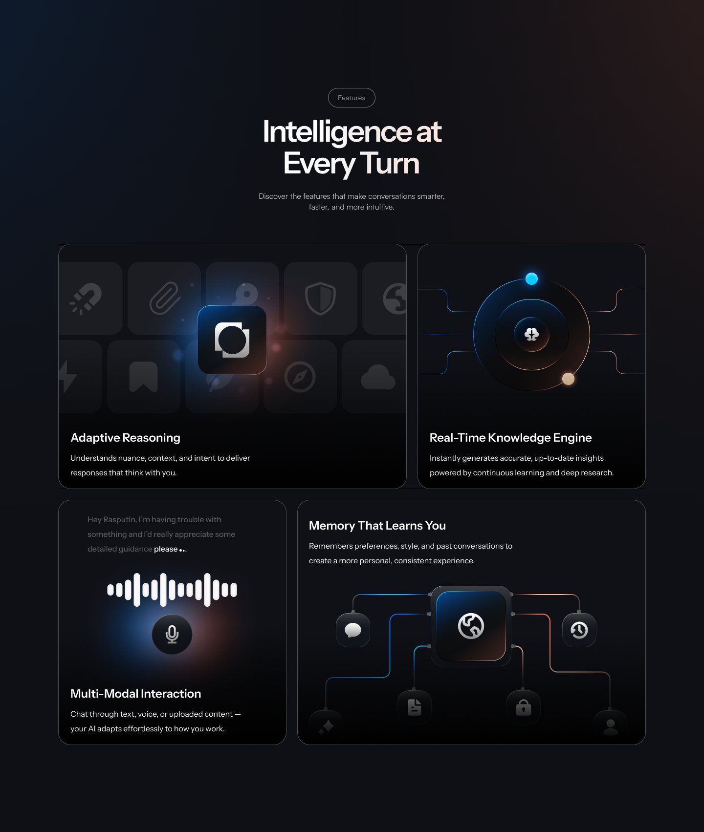 Orbit “Intelligence at Every Turn” feature grid